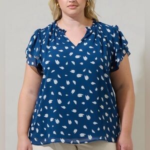 Sugarlips Ruffle Tie Neck Blouse